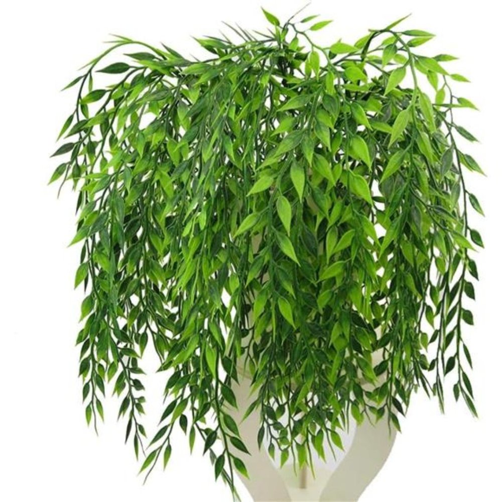 4 Bundles Artificial Weeping Willow Plastic Plants Greenery Leaves Fake Hanging